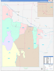 Twin Falls County, ID Wall Map Color Cast Style 2024